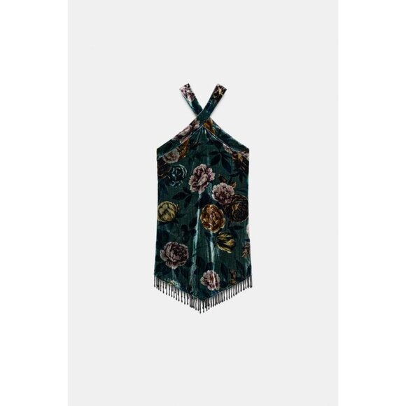 ZARA VELVET DRESS WITH FRINGING - Picture 7 of 8